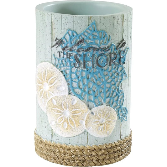 Coastal Tumbler Bathroom Decor Hand Painted Resin Sea Stars