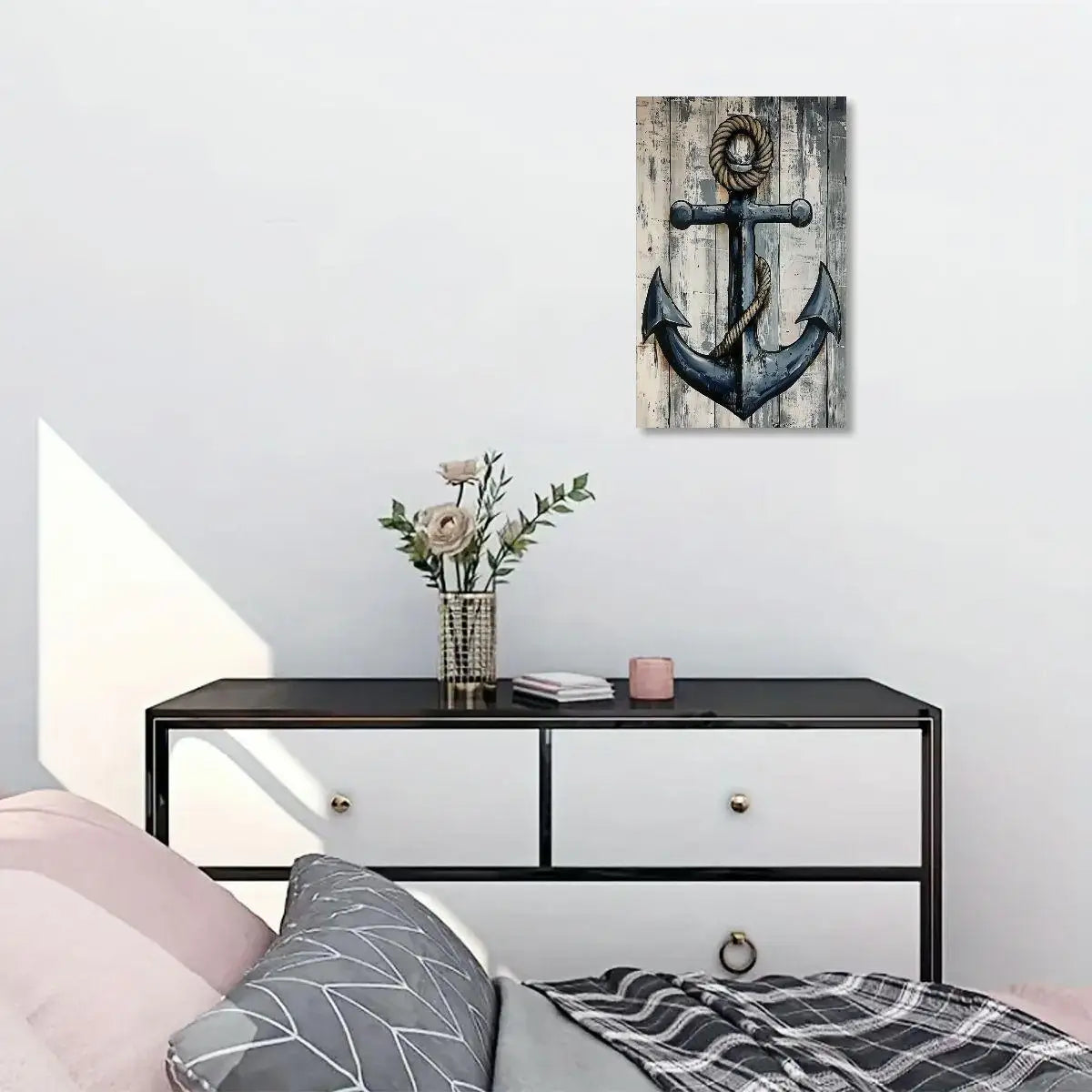 Nautical Canvas Poster Lighthouse Anchor Compass Wall Art