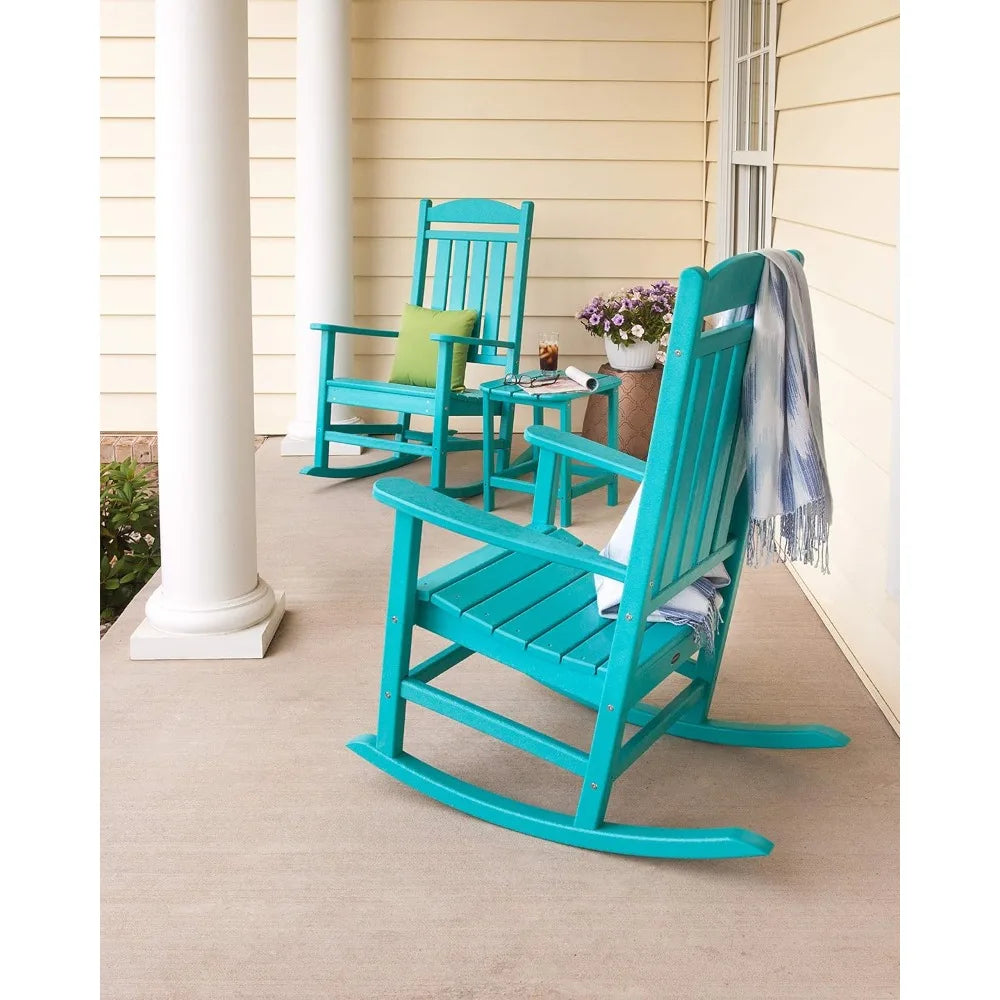 Outdoor Patio Furniture Presidential 3 Piece Rocking Chair Set With Side Table
