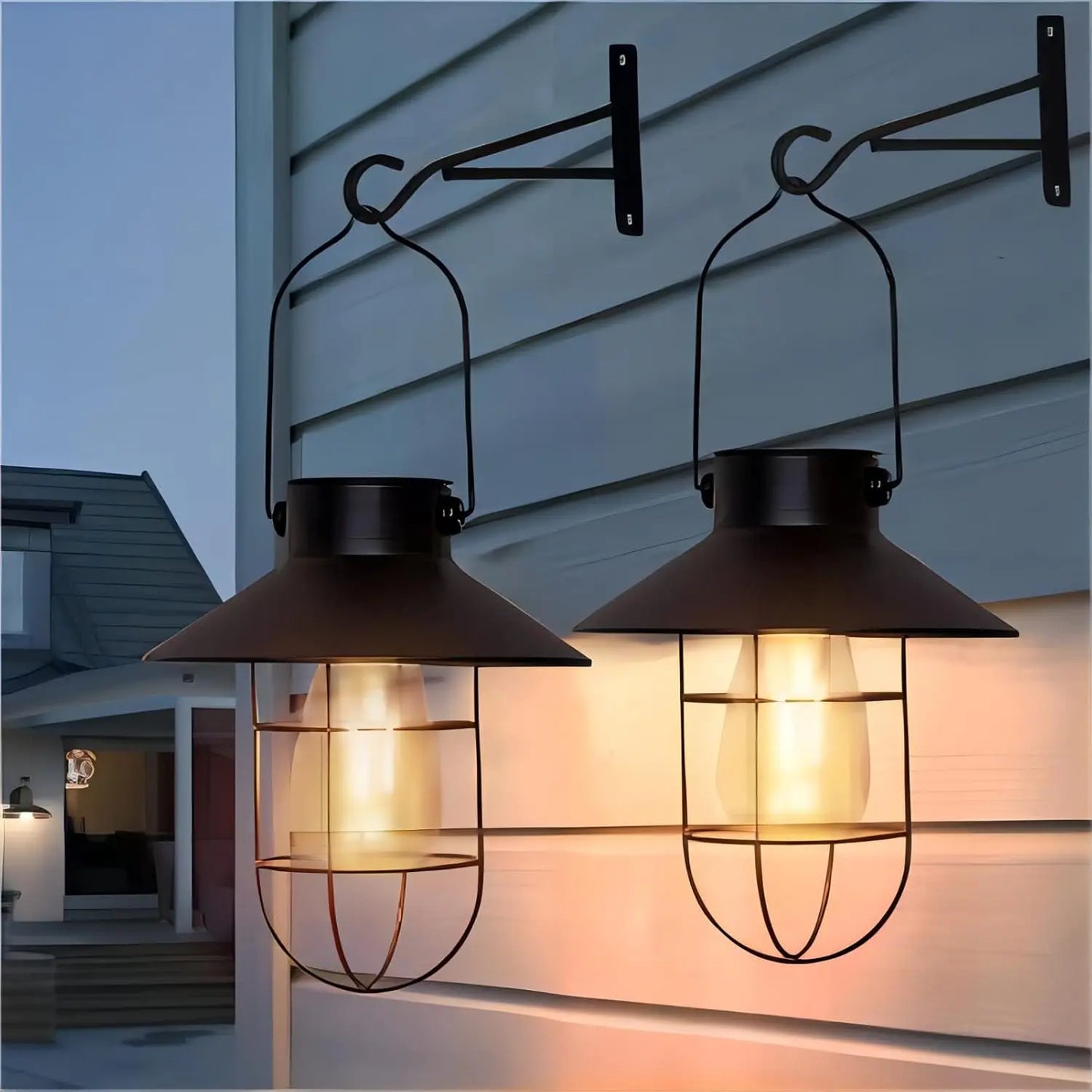 2 Pack Waterproof Solar Lights with Warm White Edison Bulbs