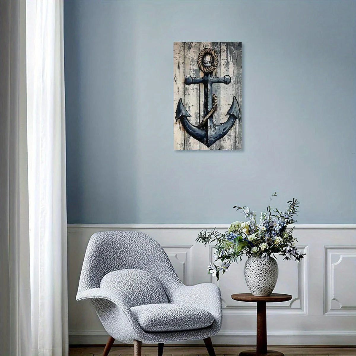 Nautical Canvas Poster Lighthouse Anchor Compass Wall Art