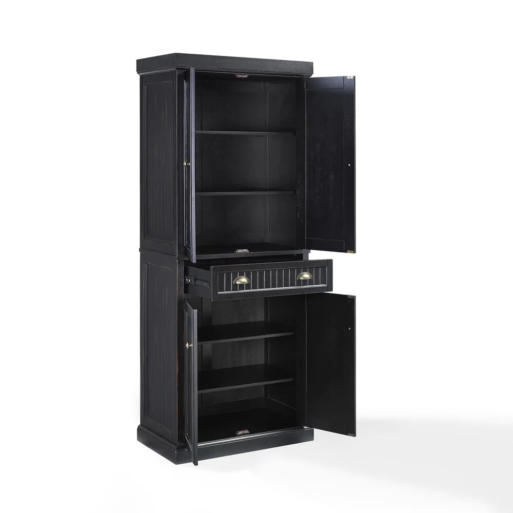 Seaside Coastal Pantry Storage Cabinet Freestanding Kitchen Dining Laundry With Adjustable Shelves Beadboard Paneling