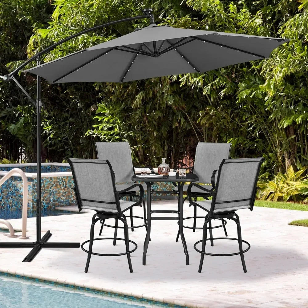Set Of 2 Patio Swivel Barstools Outdoor All Weather