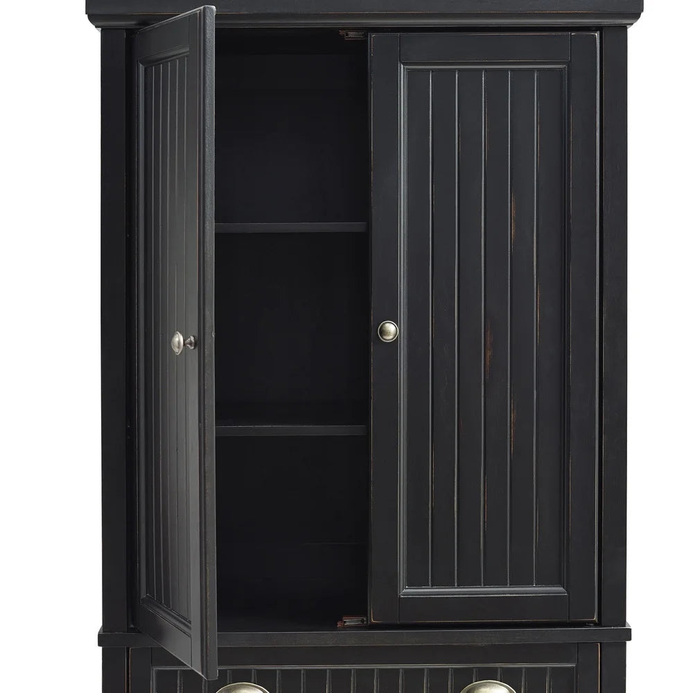 Seaside Coastal Pantry Storage Cabinet Freestanding Kitchen Dining Laundry With Adjustable Shelves Beadboard Paneling