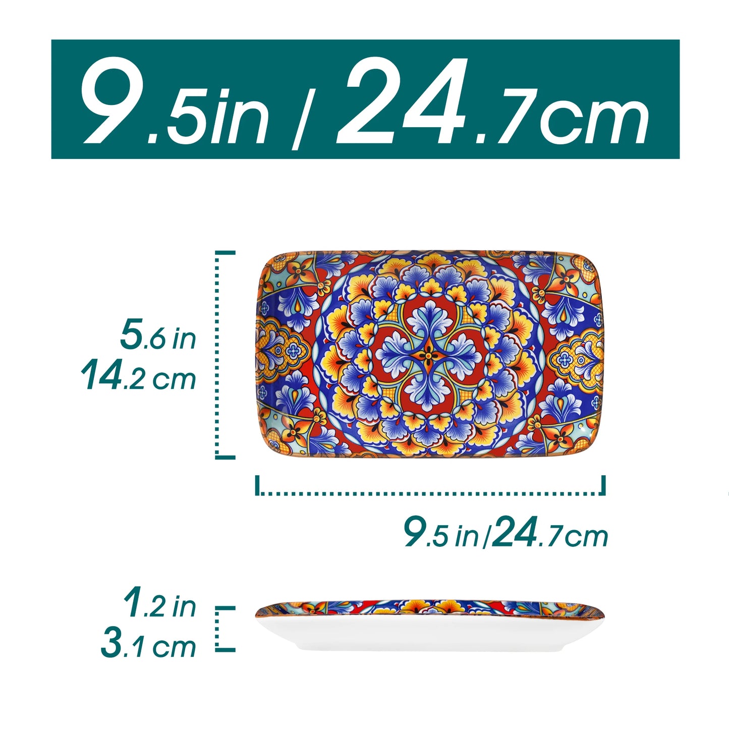 Vancasso 6 Or 12 Piece Porcelain Serving Plates Bohemian 8.5 Inch Dinner Plates Set For Beef Noodles Pasta 6 People