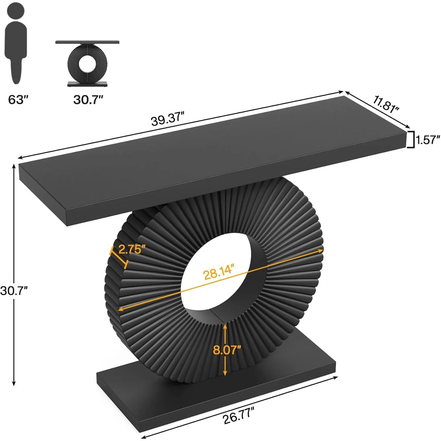 Little Tree Modern Console Table With Geometric Circular Base 40 Inch Entryway