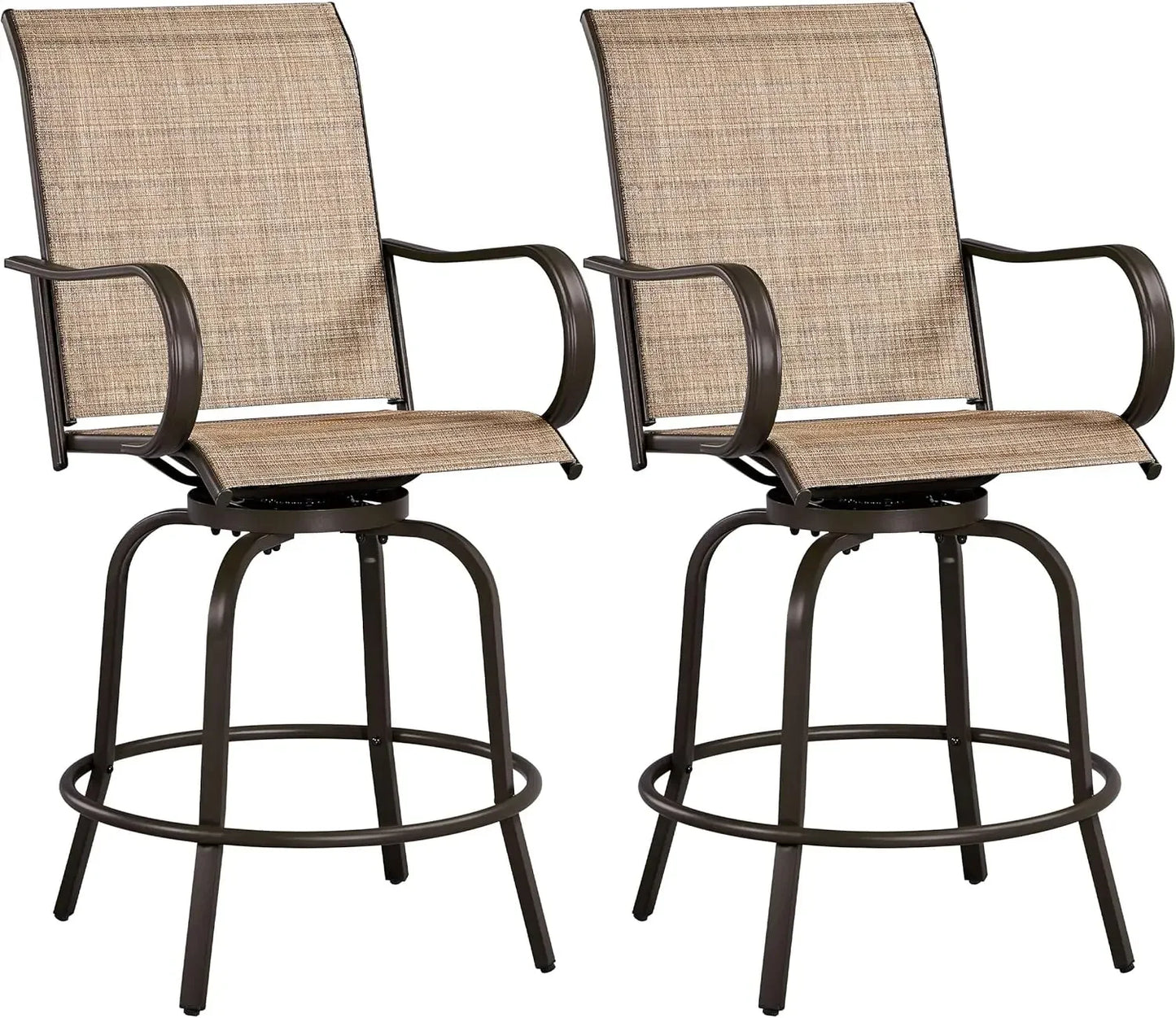 Set Of 2 Patio Swivel Barstools Outdoor All Weather