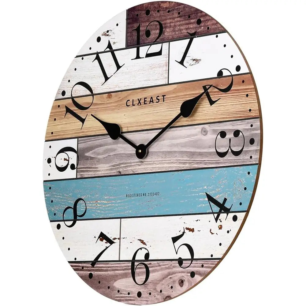 Large Nautical Shiplap Wall Clock Bamboo Coastal Decor