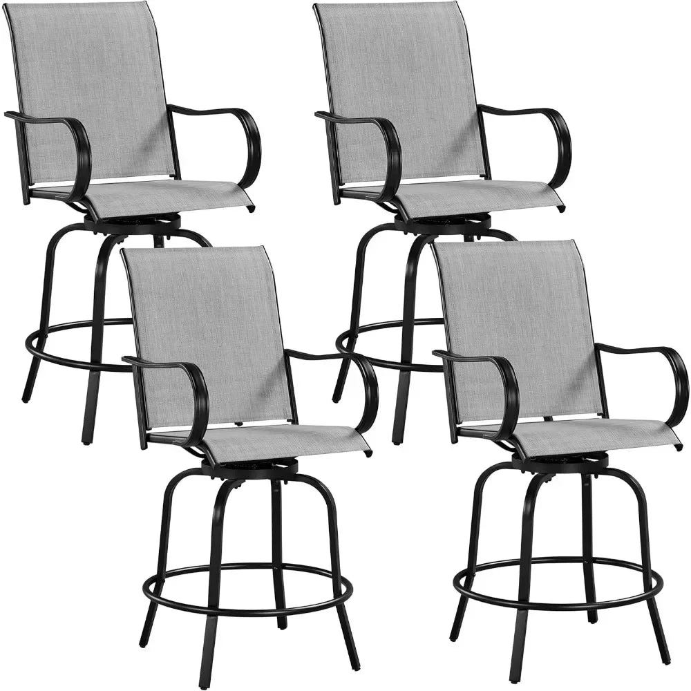 Set Of 2 Patio Swivel Barstools Outdoor All Weather