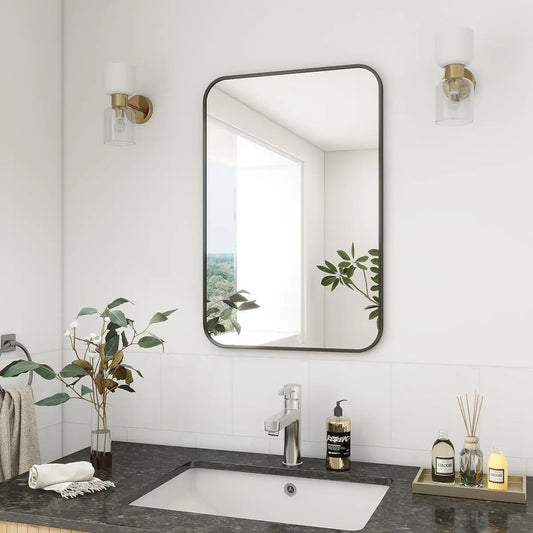 20 By 28 Inches Rectangular Aluminum Frame Wall Mounted Bathroom Mirror