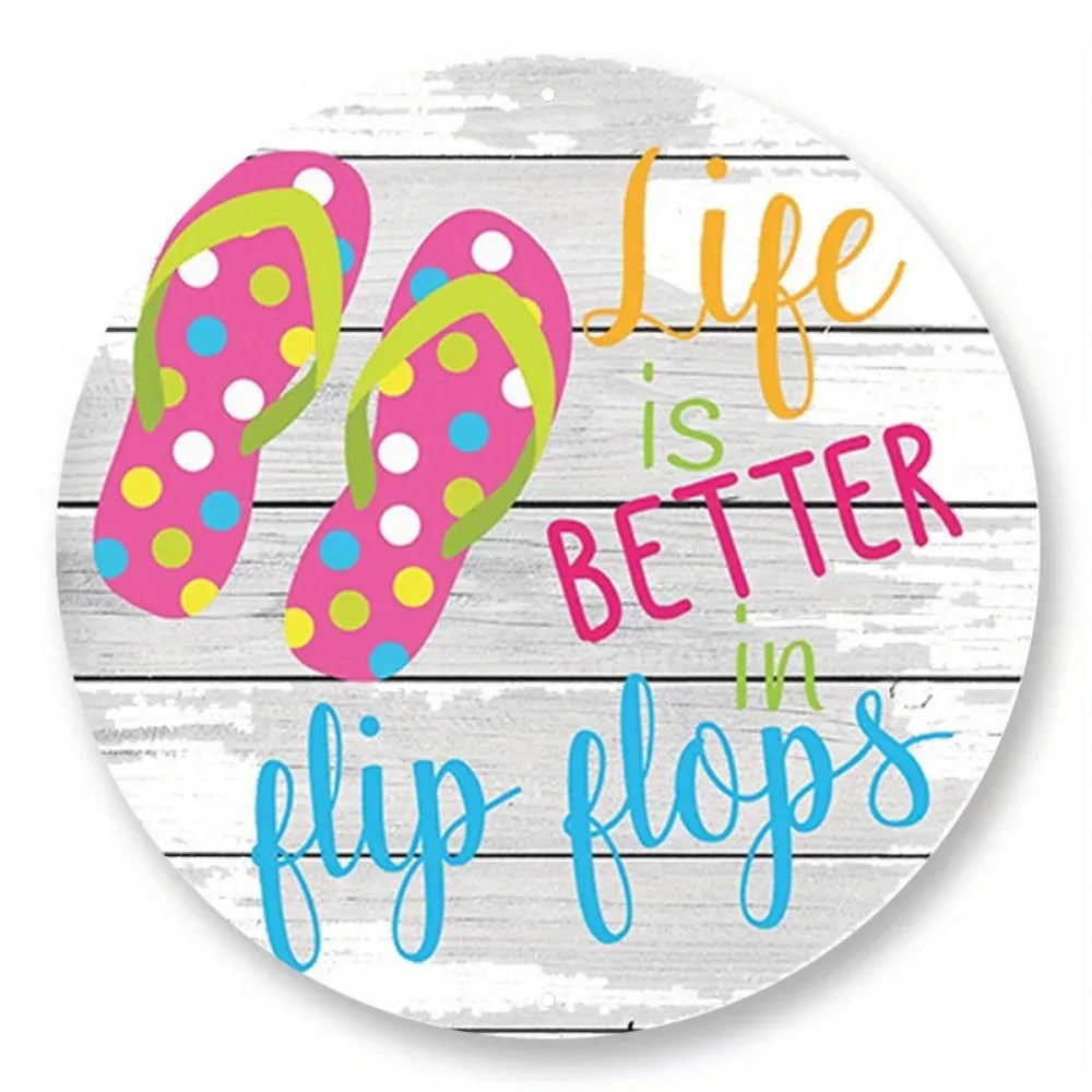 Luxflipdeco Flip Flop Wreath Premium Aluminum Wall Art