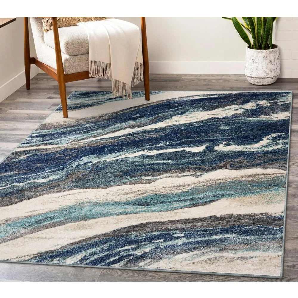 Lagos Collection 7983 Blue 8x10 Art Deco Premium Area Rug