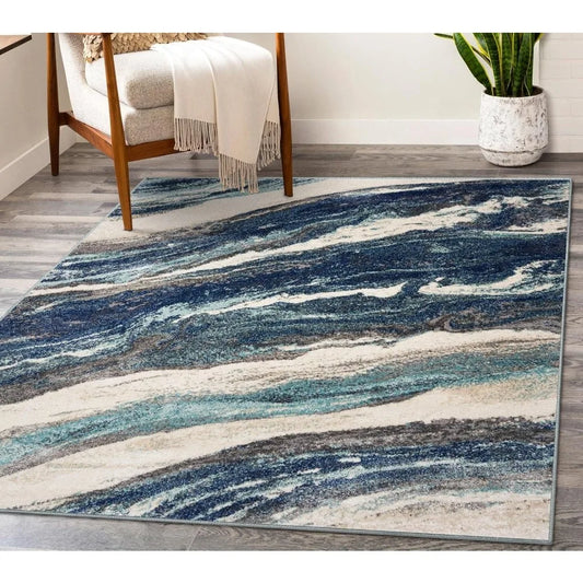 Lagos Collection 7983 Blue 8x10 Art Deco Premium Area Rug