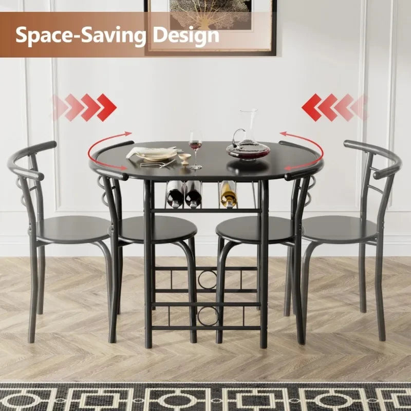 Vineego 3 Piece Small Dining Set For Two Black Table Chairs