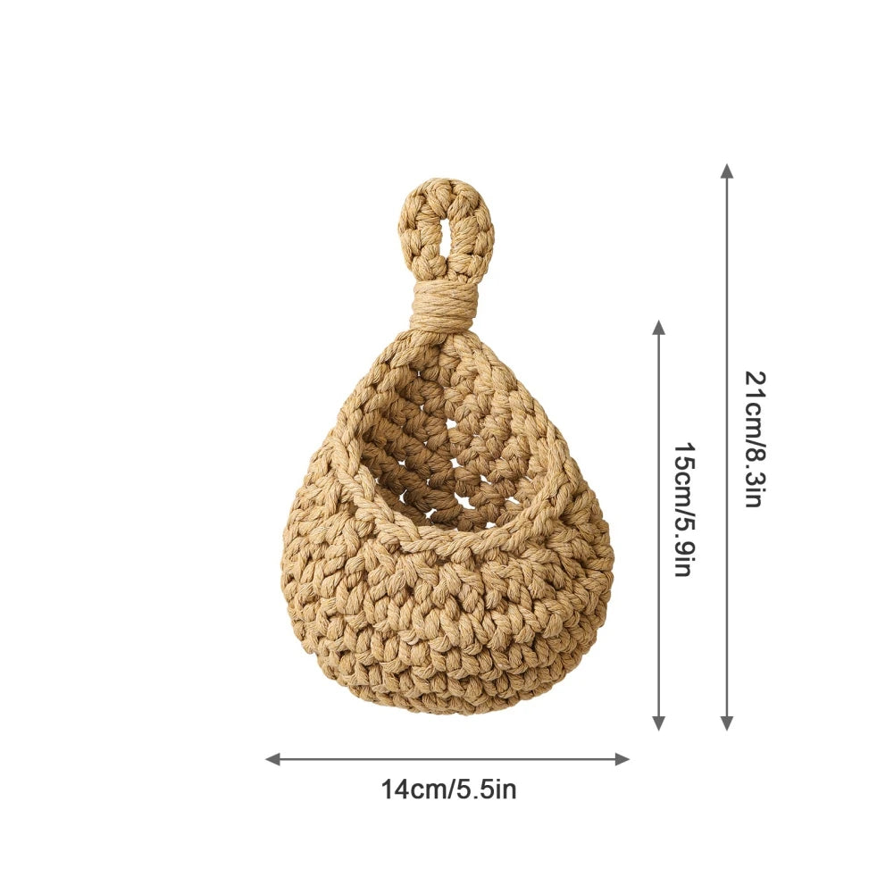 Hanging Fruit Basket Boho Jute Handwoven Kitchen Baskets
