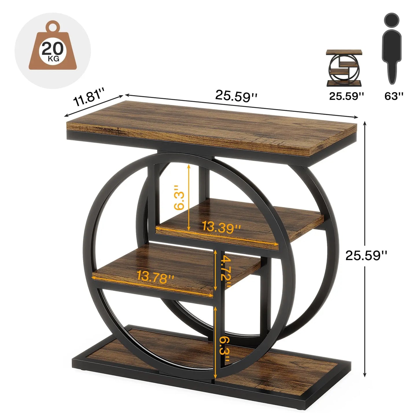 Tribesigns End Table Living Room 4 Tier Storage Shelves