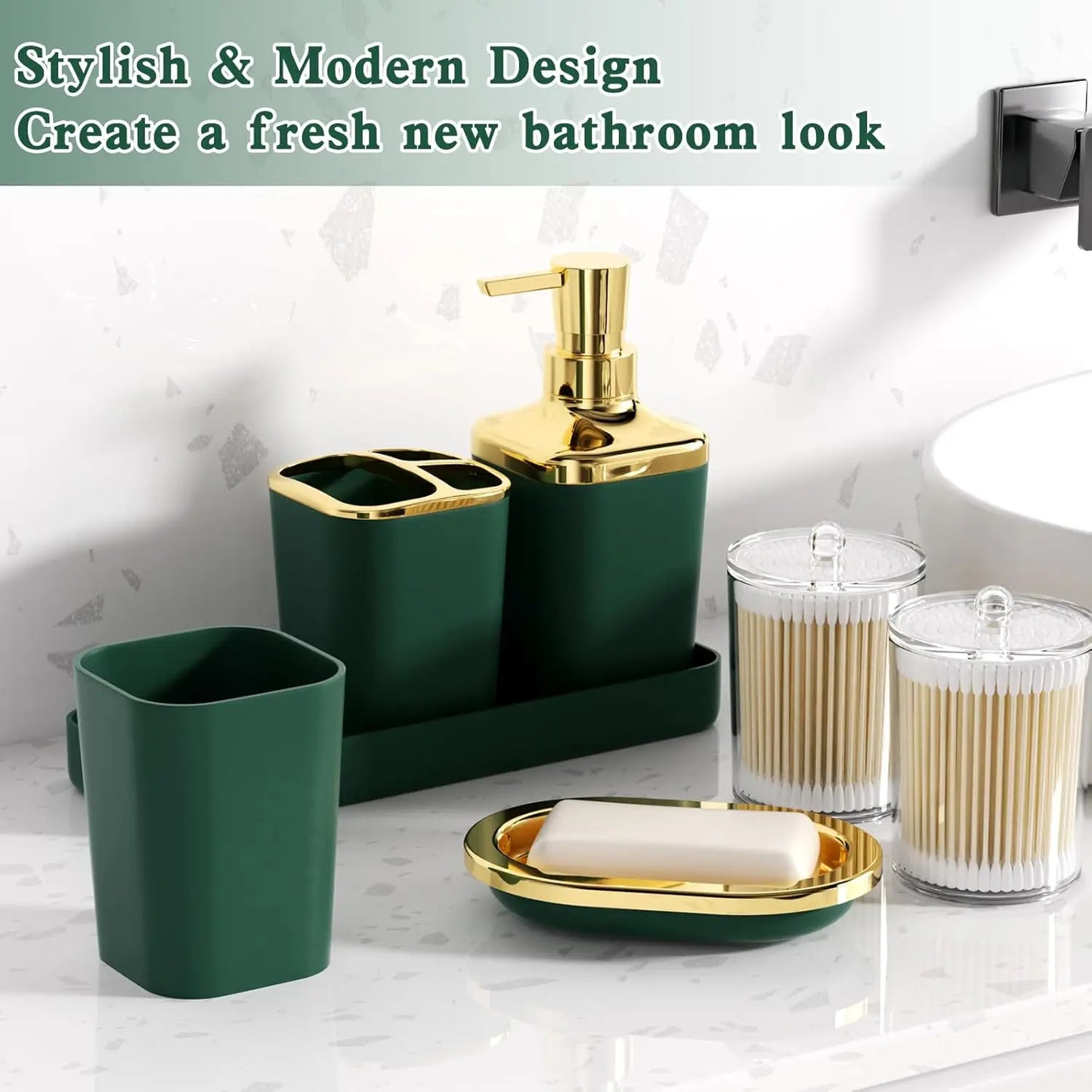Dark Green Ombre 24 Piece Bathroom Set With Shower Curtain Rugs And Toilet Brush