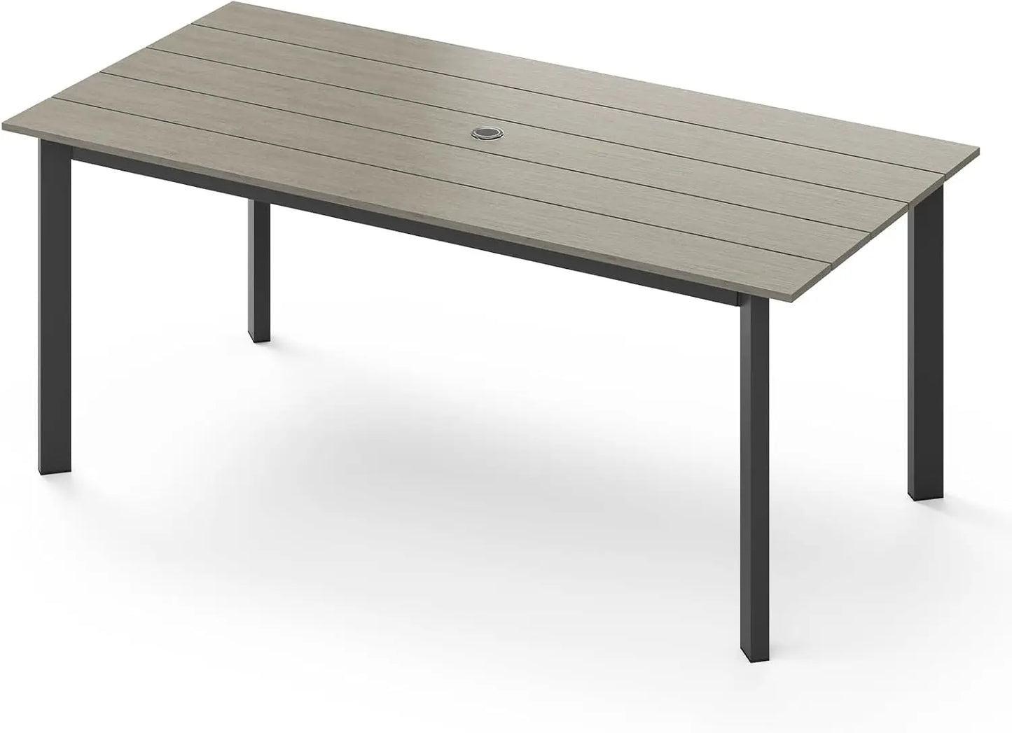 Outdoor Patio Dining Table Set 7 Piece Aluminum And HDPS Weather Umbrella Hole