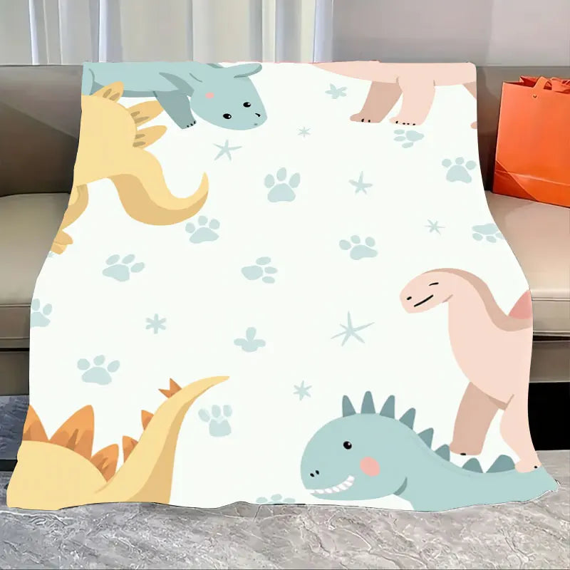 Soft Pink Starfish Embroidered Flannel Throw Blanket For Beach Vibes Decor