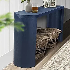 60 Inch Black Console Table With Curved Legs For Entryway