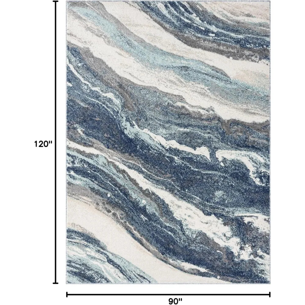 Lagos Collection 7983 Blue 8x10 Art Deco Premium Area Rug