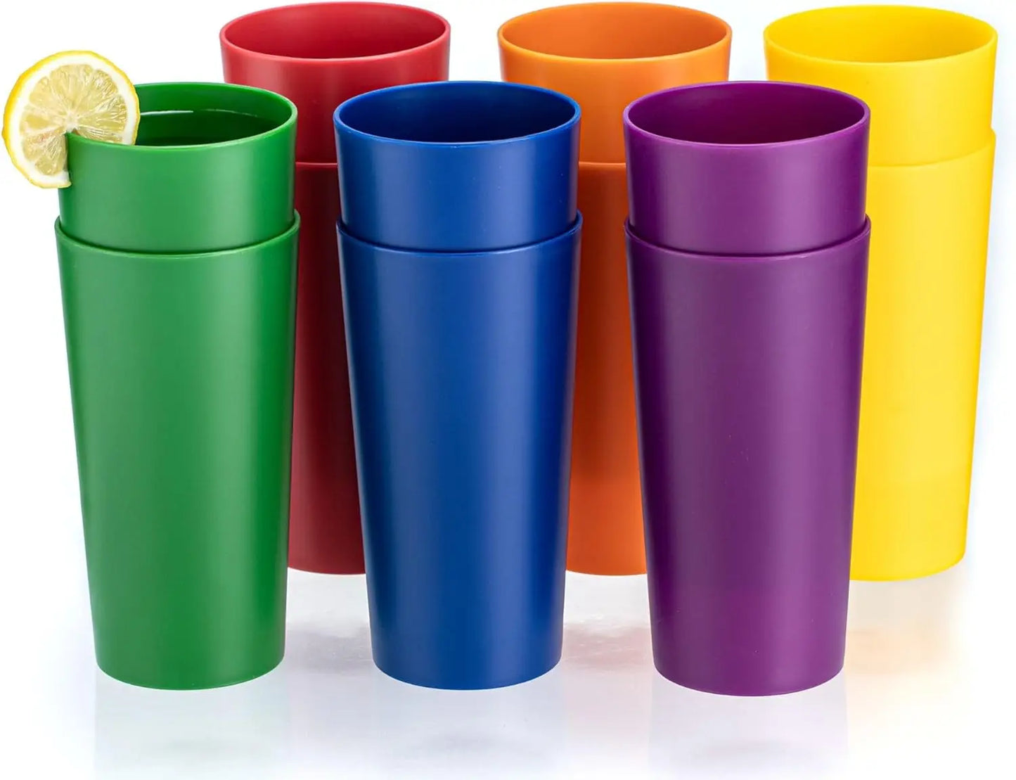 26oz Stackable Plastic Water Tumblers Set of 12 Shatter Proof BPA Free