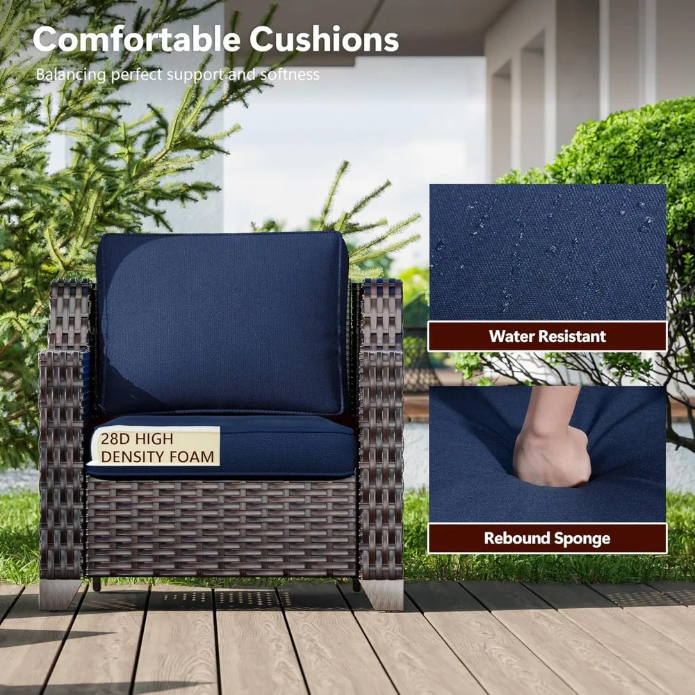 4 Piece Wicker Patio Furniture Set With Chairs And Ottomans