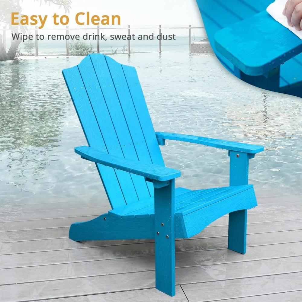 Bright Blue Poly Adirondack Chairs Set 4 Weather Resistant