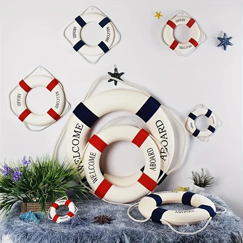 Nautical Lifebuoy Wall Decor Hanging Round For Beach Theme