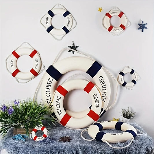Nautical Lifebuoy Wall Decor Hanging Round For Beach Theme