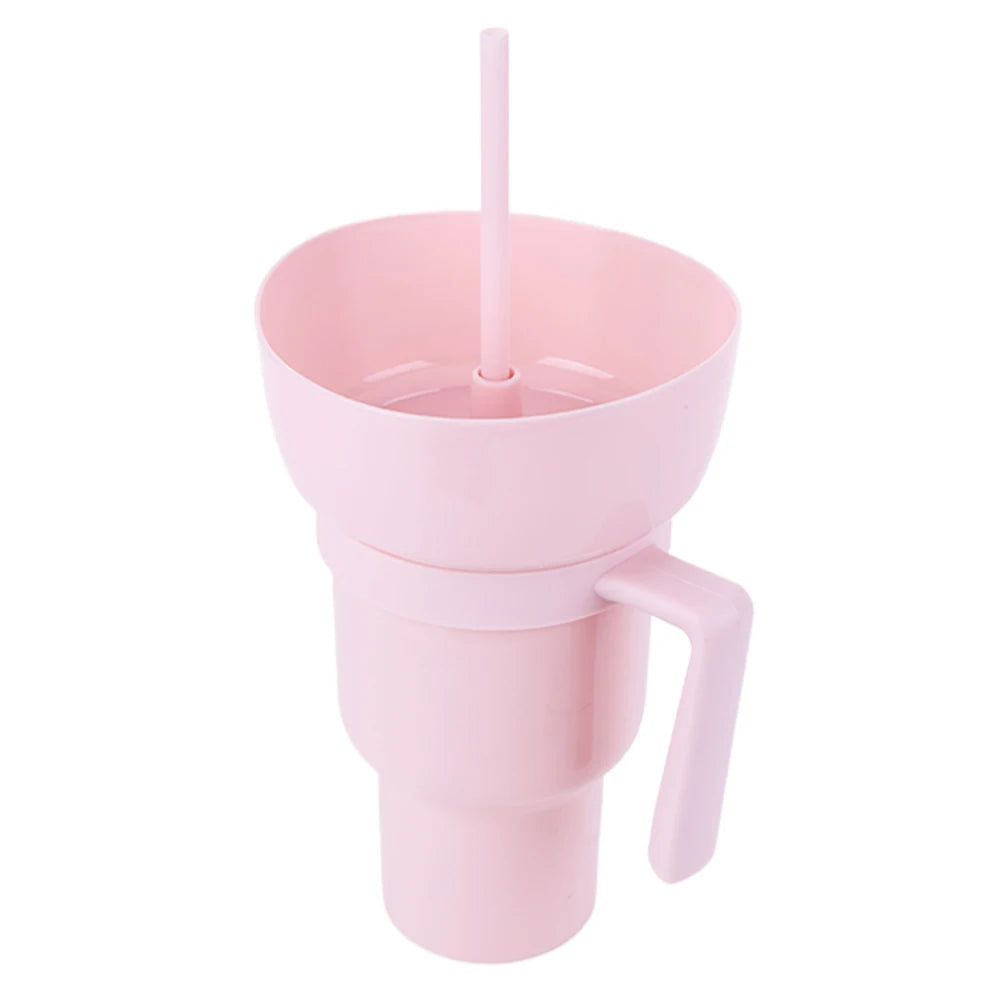 1000ml 2 In 1 Snack Cup With Straw Stadium Tumbler
