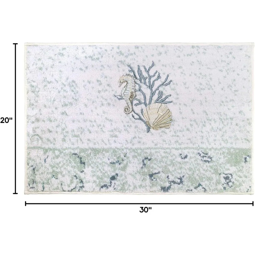 Cotton Bath Mat Non Slip Quick Dry Rug Coastal Bathroom Decor 20x30
