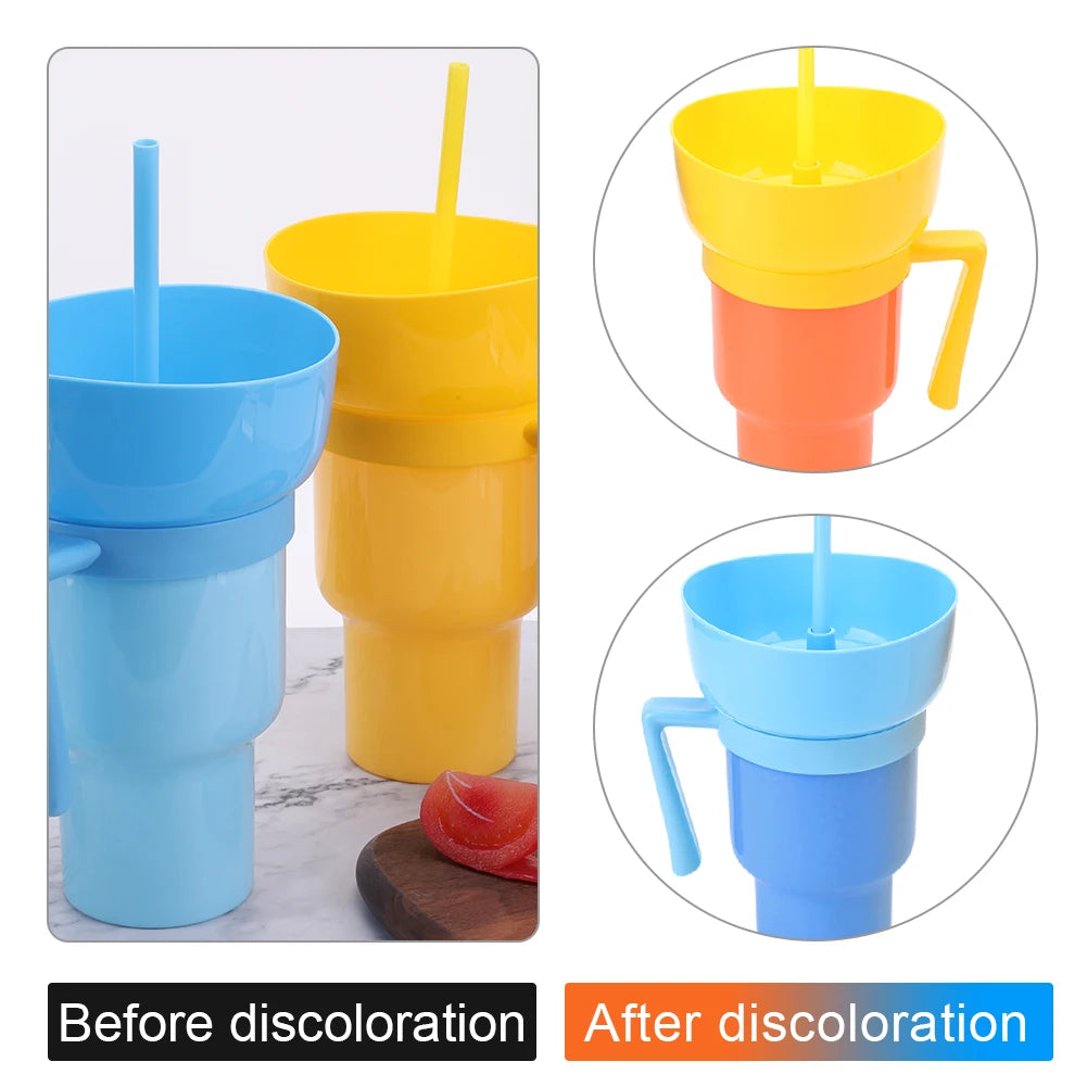 1000ml 2 In 1 Snack Cup With Straw Stadium Tumbler