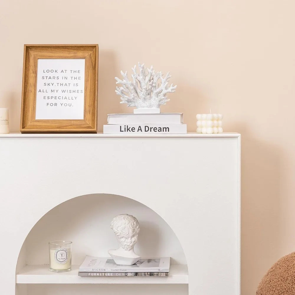 White Coral Decor Resin Statue 5.8 Inch Tall Nautical Home Accent