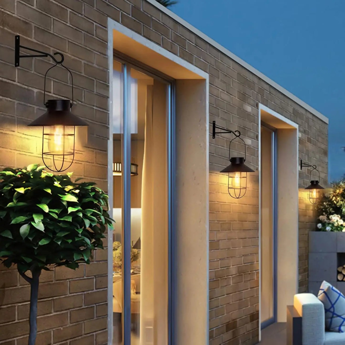 2 Pack Waterproof Solar Lights with Warm White Edison Bulbs