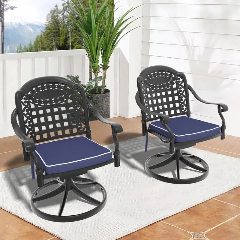 Aluminum Patio Swivel Chairs 2 Pack Black Frame Cushions