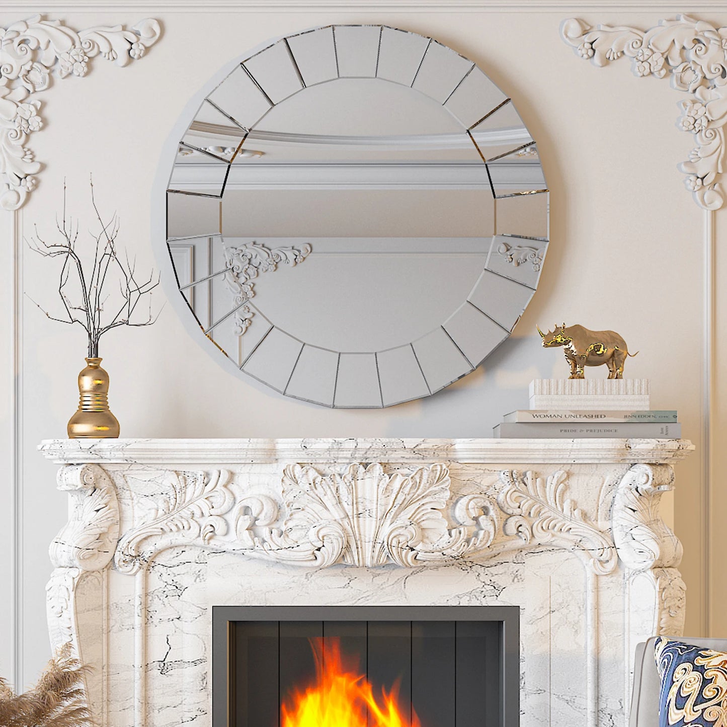 Crush Diamond Wall Mirror 48 By 24 Large Glam Silver Vanity With Beveled Glass