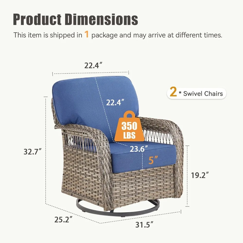 Wicker Swivel Rocker Patio Chairs Set Of 2 All Weather