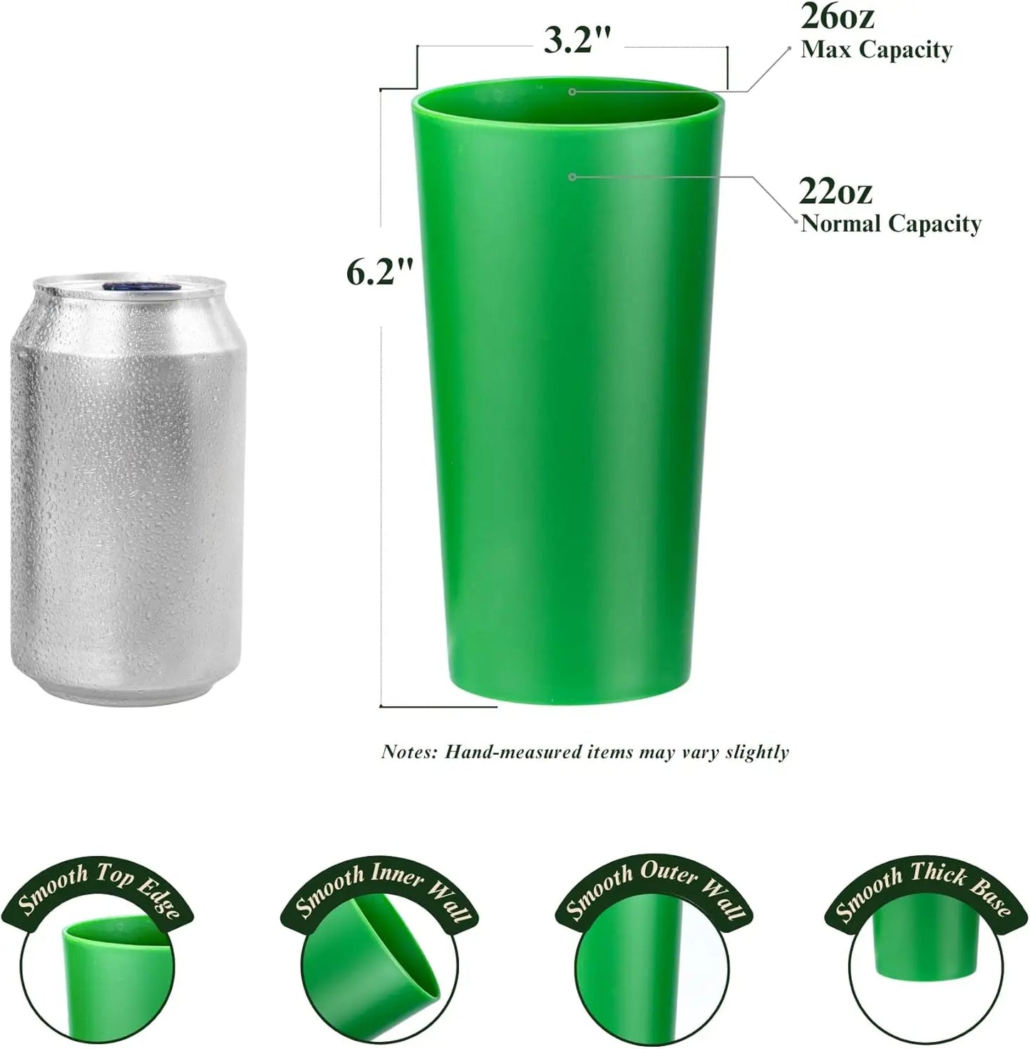 26oz Stackable Plastic Water Tumblers Set of 12 Shatter Proof BPA Free