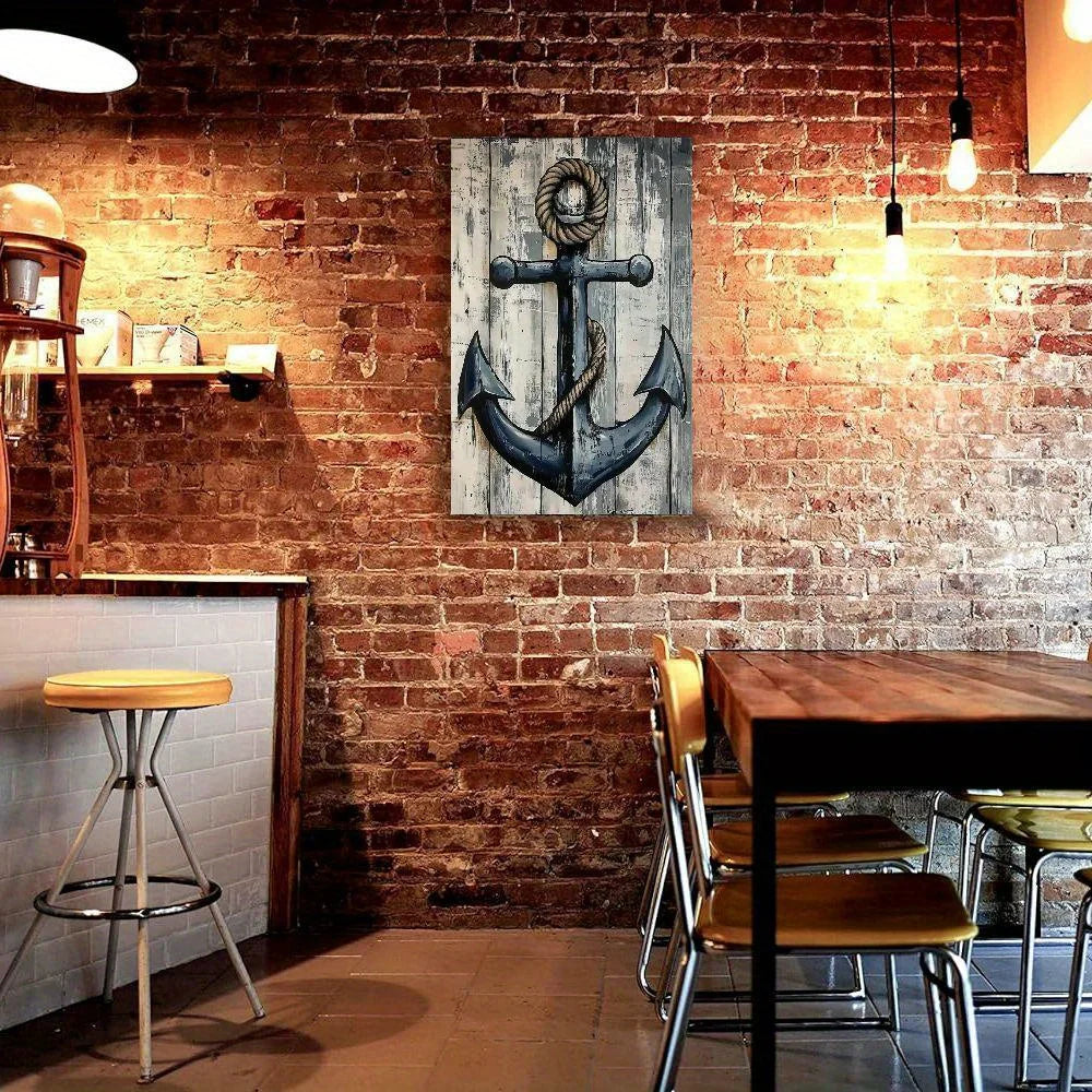 Nautical Canvas Poster Lighthouse Anchor Compass Wall Art