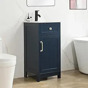 16 Inch Coastal Blue Modern Bathroom Vanity With Sink