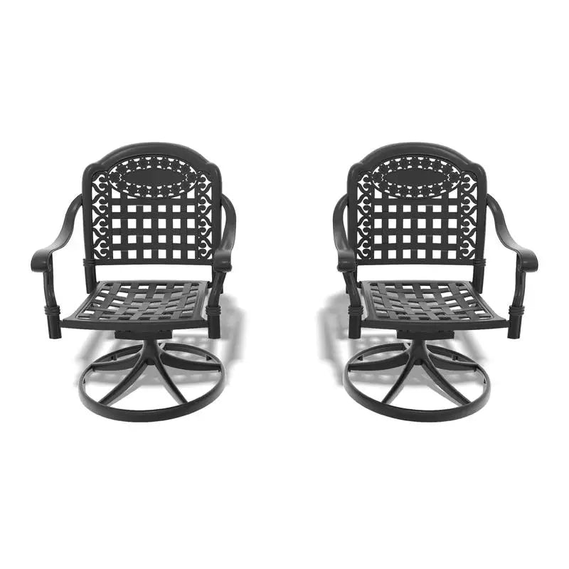 Aluminum Patio Swivel Chairs 2 Pack Black Frame Cushions