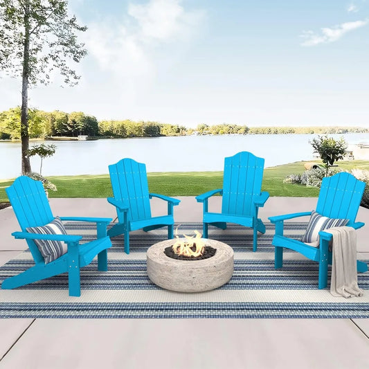 Bright Blue Poly Adirondack Chairs Set 4 Weather Resistant