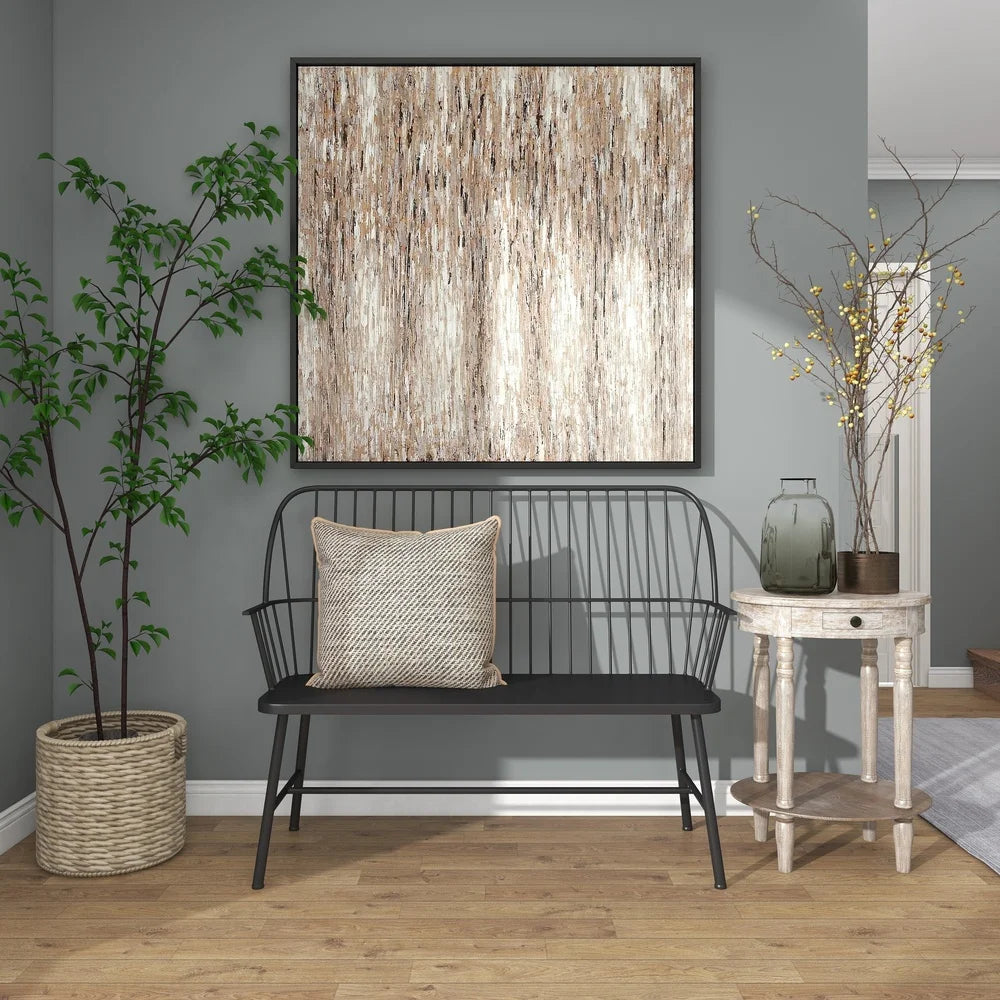 Coastal Gray Glass Vase Bubble Texture Round Jar 11Inch