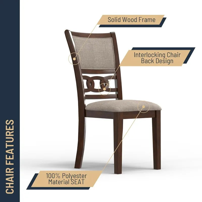 47-Inch Cherry 5-Piece Round Dining Set With Table And 4 Chairs