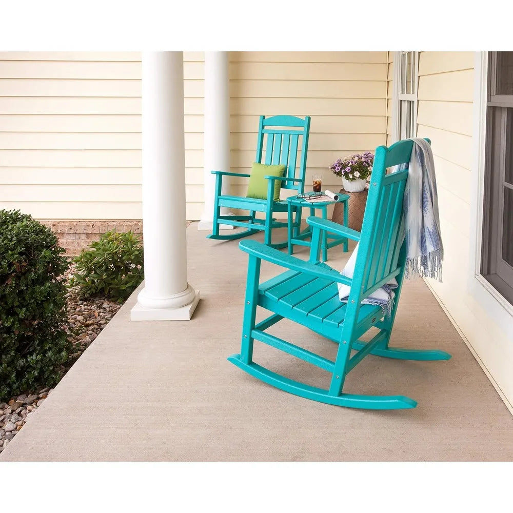 Outdoor Patio Furniture Presidential 3 Piece Rocking Chair Set With Side Table