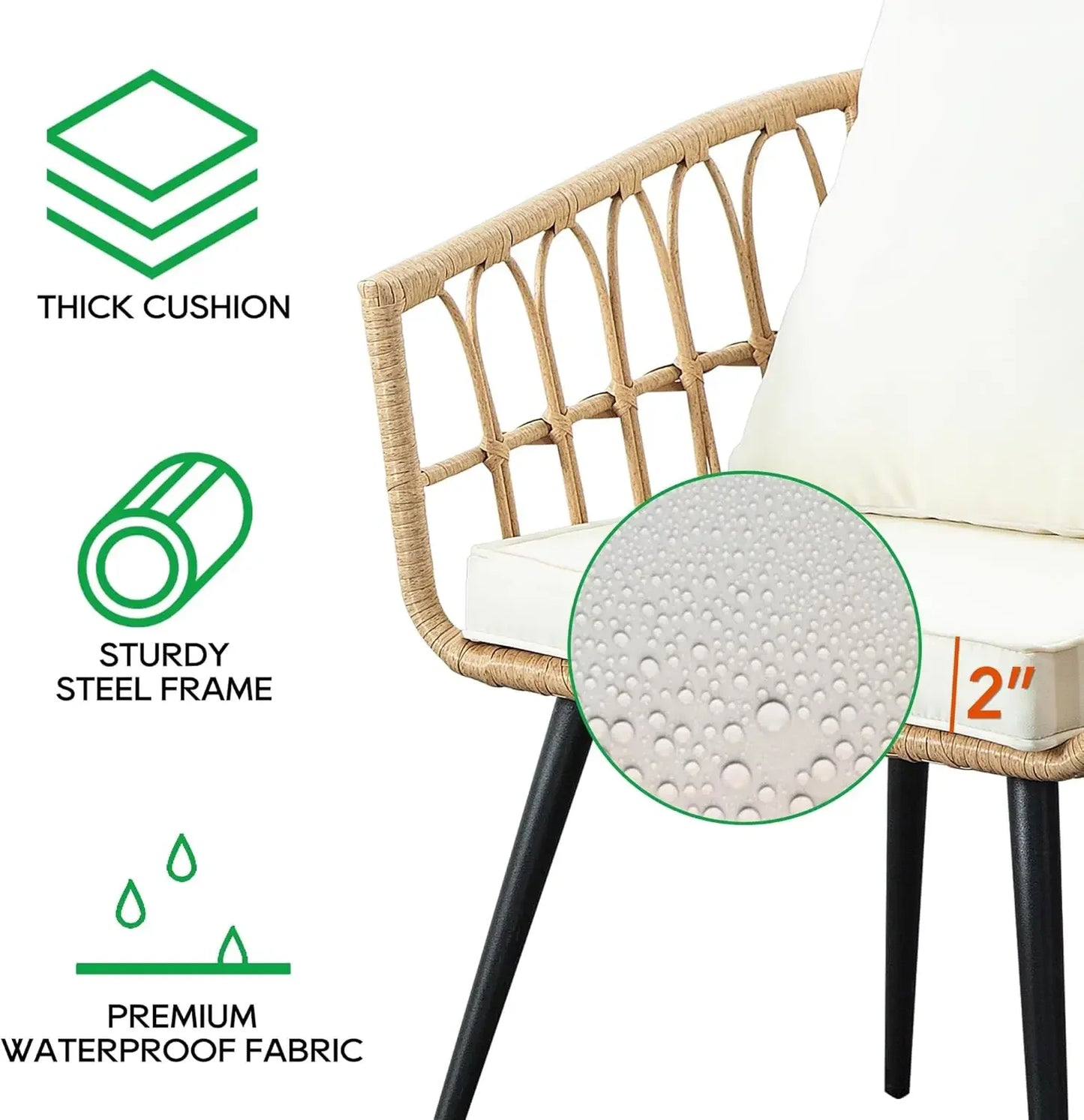 Free Shipping 3 Piece Patio Bistro Set Outdoor Wicker Table And Chairs Beige