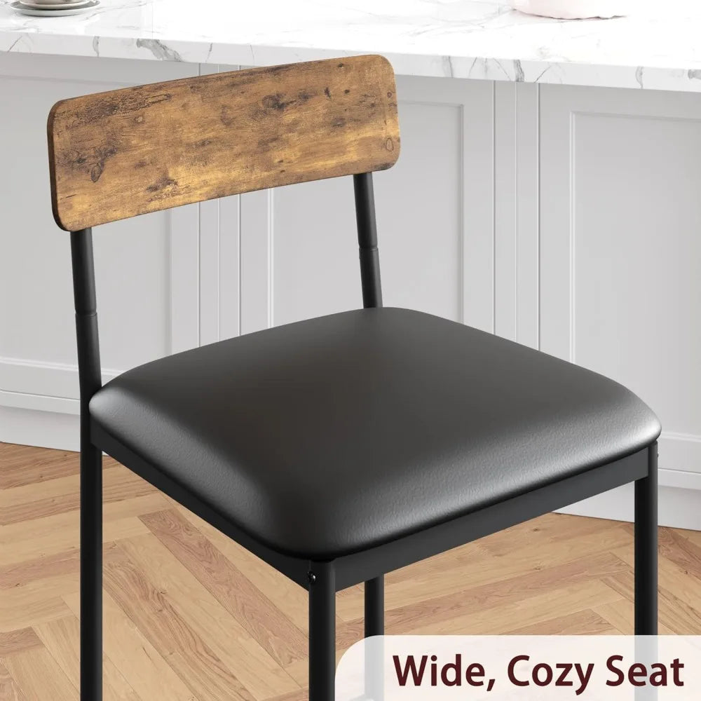 3 Piece Bar Table Set With 2 Upholstered Stools And 3 Tier Storage Shelves Steel