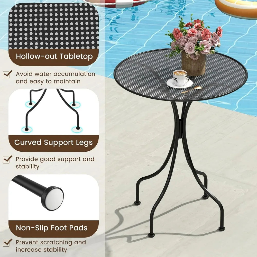 Metal Patio Folding Bistro Set For 2 With Powder Coat Frame