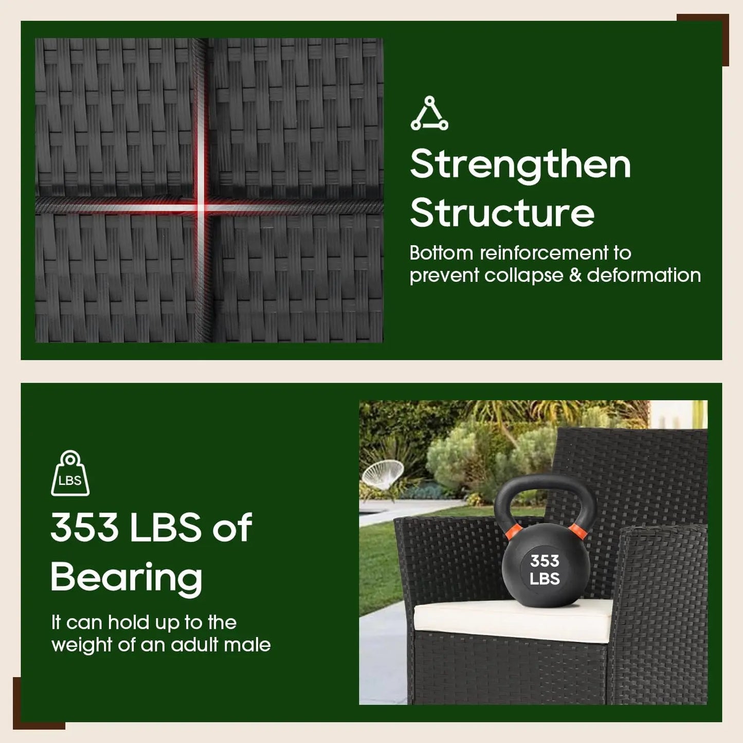 4 Piece Outdoor Patio Furniture Set Wicker With Coffee Table Rattan Chairs Black